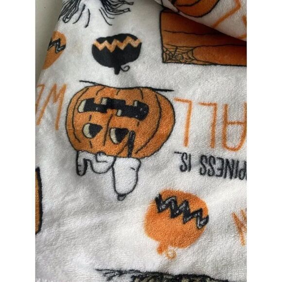Peanuts Halloween BOO Soft Blanket Throw Jack-o-Lantern Snoopy Woodstock 50X70” - Picture 7 of 13